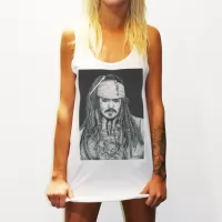 WOMENS CAPTAIN JACK WHITE SINGLET