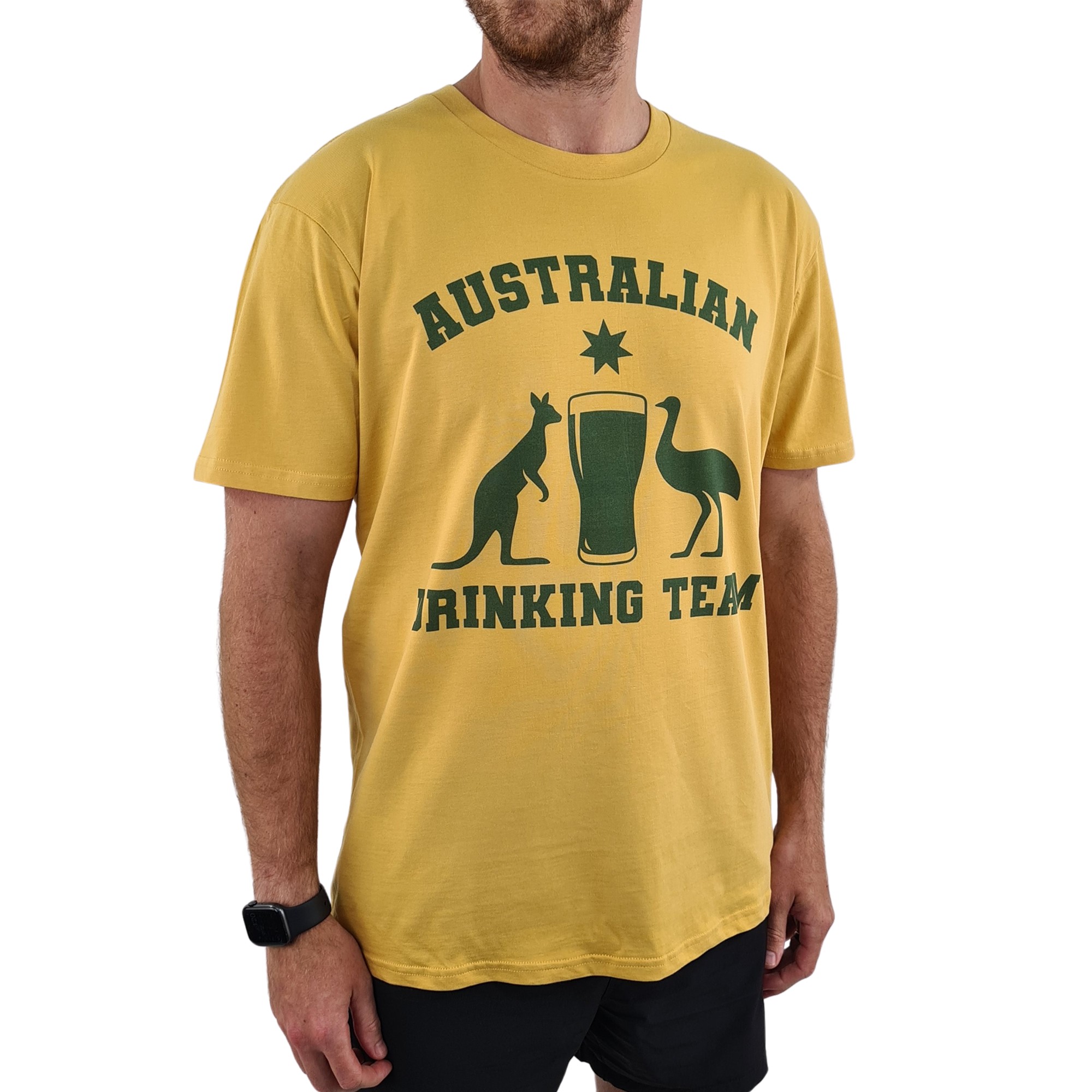 YELLOW AUSTRALIAN DRINKING TEAM T-SHIRT