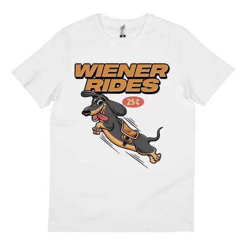 WIENER RIDES WHITE TEE